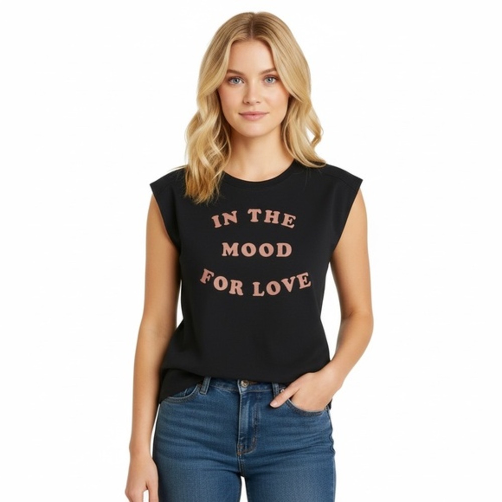 Sundry Navy Boxy Sweatshirt with Pink Lettering